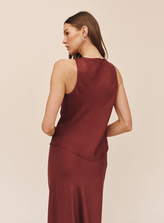 Bella Dahl Scoop Neck Tank - Smoked Crimson View 2