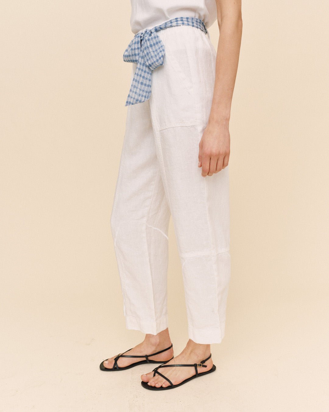 Bella DahlSeam Pant With Printed Sash - WhitePants