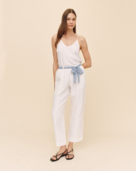 Bella Dahl Seam Pant With Printed Sash - White