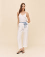 Bella DahlSeam Pant With Printed Sash - WhitePants