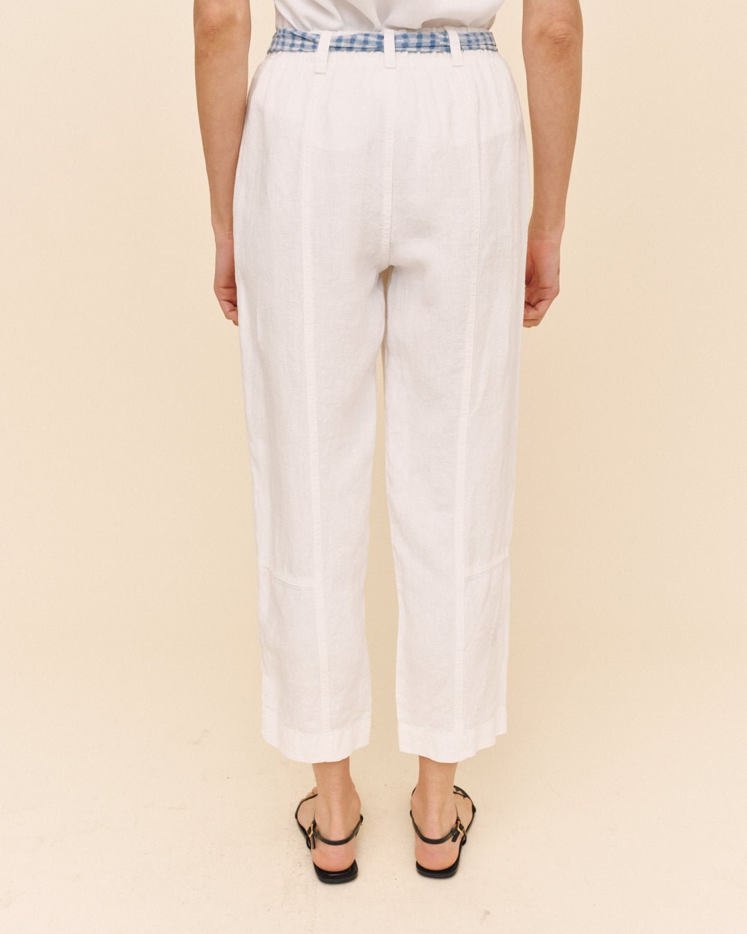 Bella DahlSeam Pant With Printed Sash - WhitePants