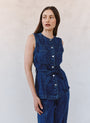 Bella DahlSeamed Belted Vest - Horizon Blue WashTops