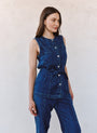 Bella DahlSeamed Belted Vest - Horizon Blue WashTops