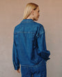 Bella DahlSeamed Flap Pocket Shacket - Deep Blue Rinseproduct