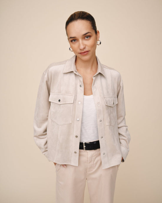 Bella Dahl Seamed Pocket Shacket - Panna Cotta View 2