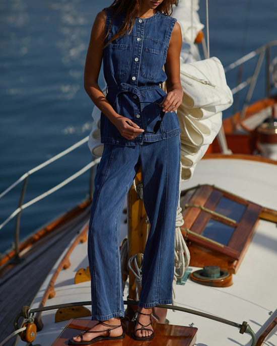 Bella Dahl Seamed Soft Barrel with Elastic Back - Horizon Blue Wash