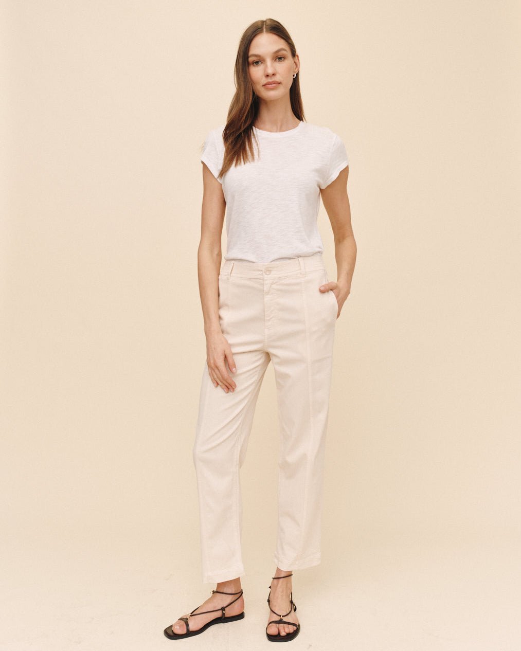 Bella DahlSeamed Soft Barrel With Elastic Back - Lime StonePants