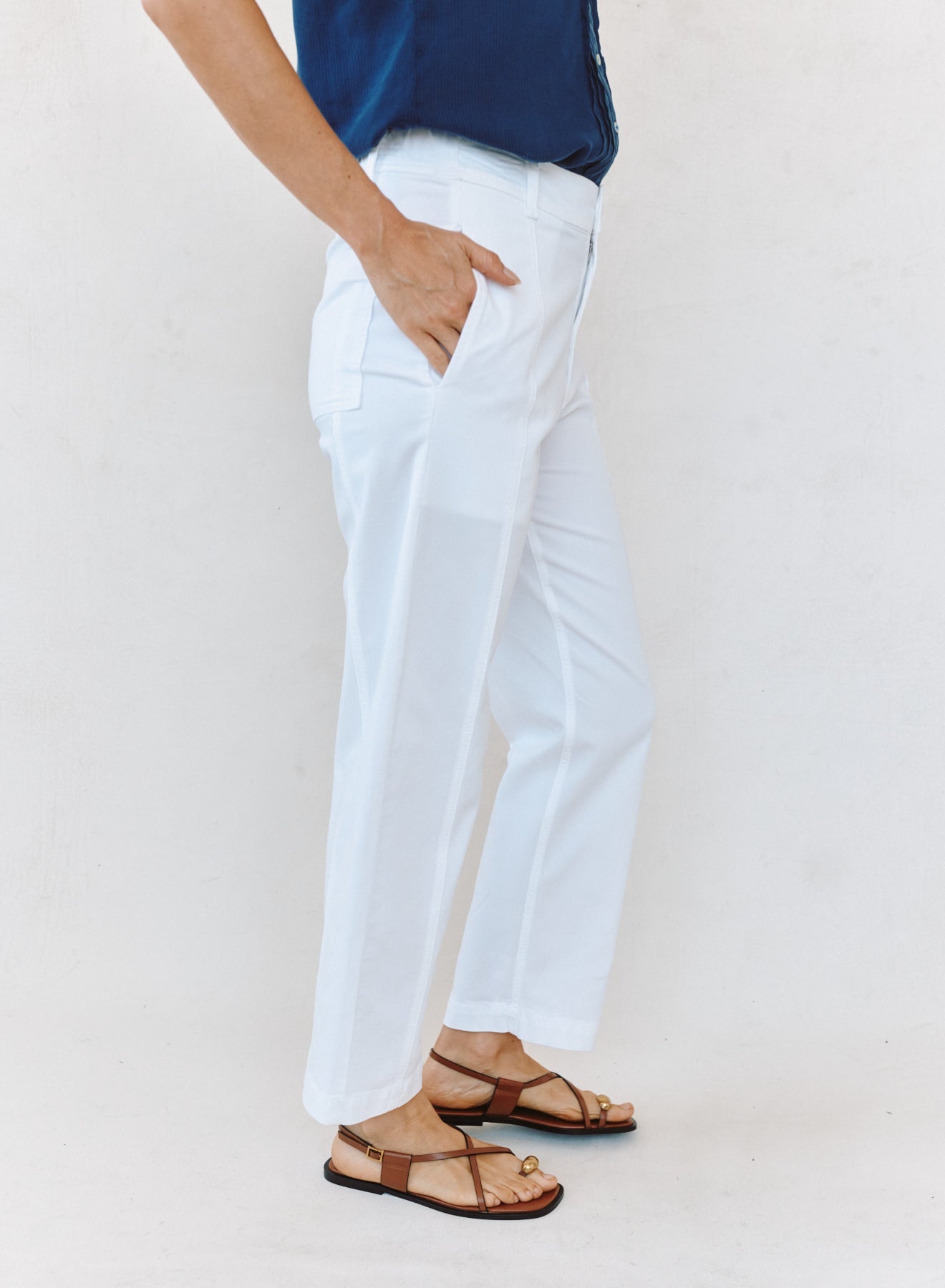 Bella DahlSeamed Soft Barrel With Elastic Back - WhitePants