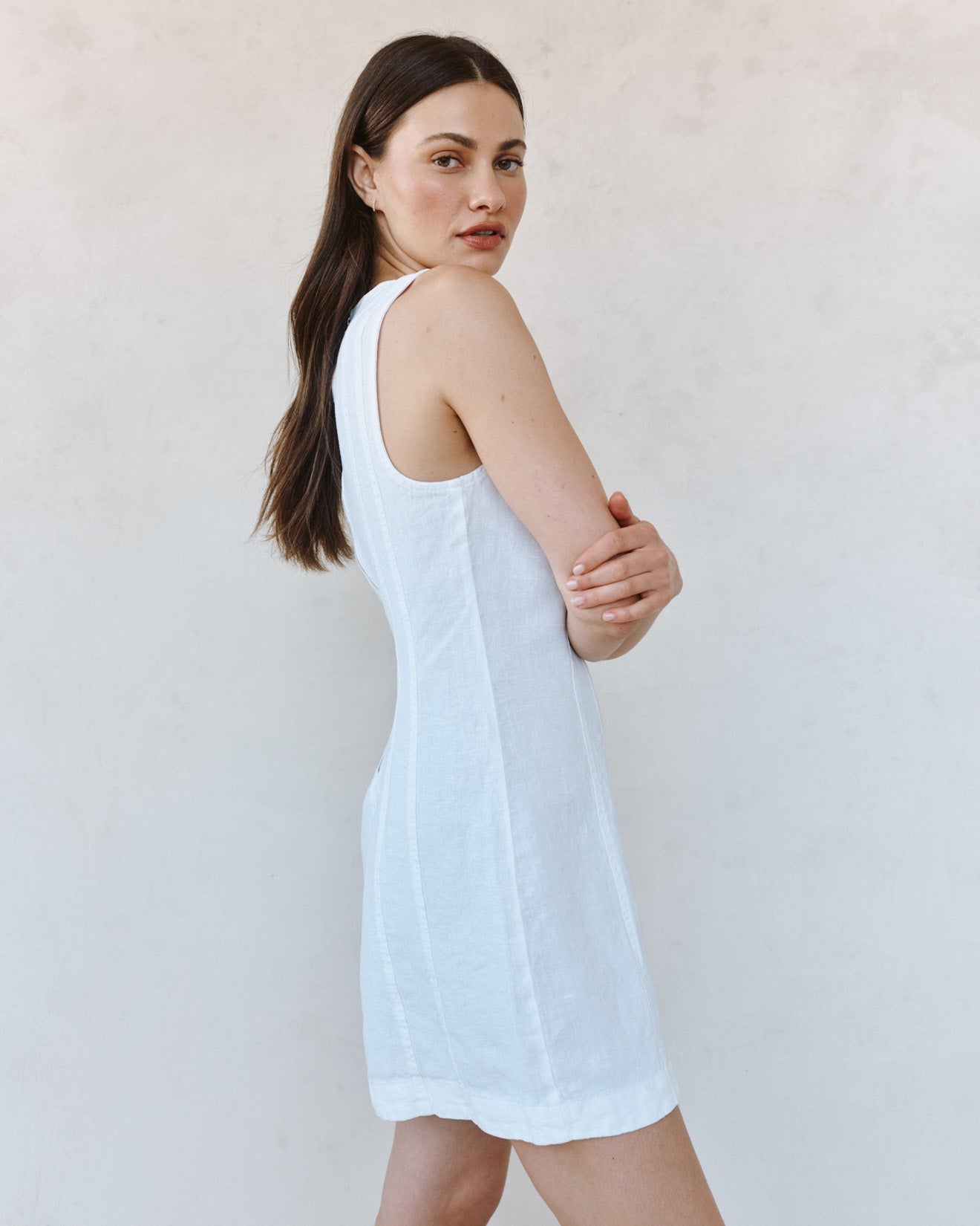 Bella DahlSeamed Zip Back Mini Dress - WhiteDresses