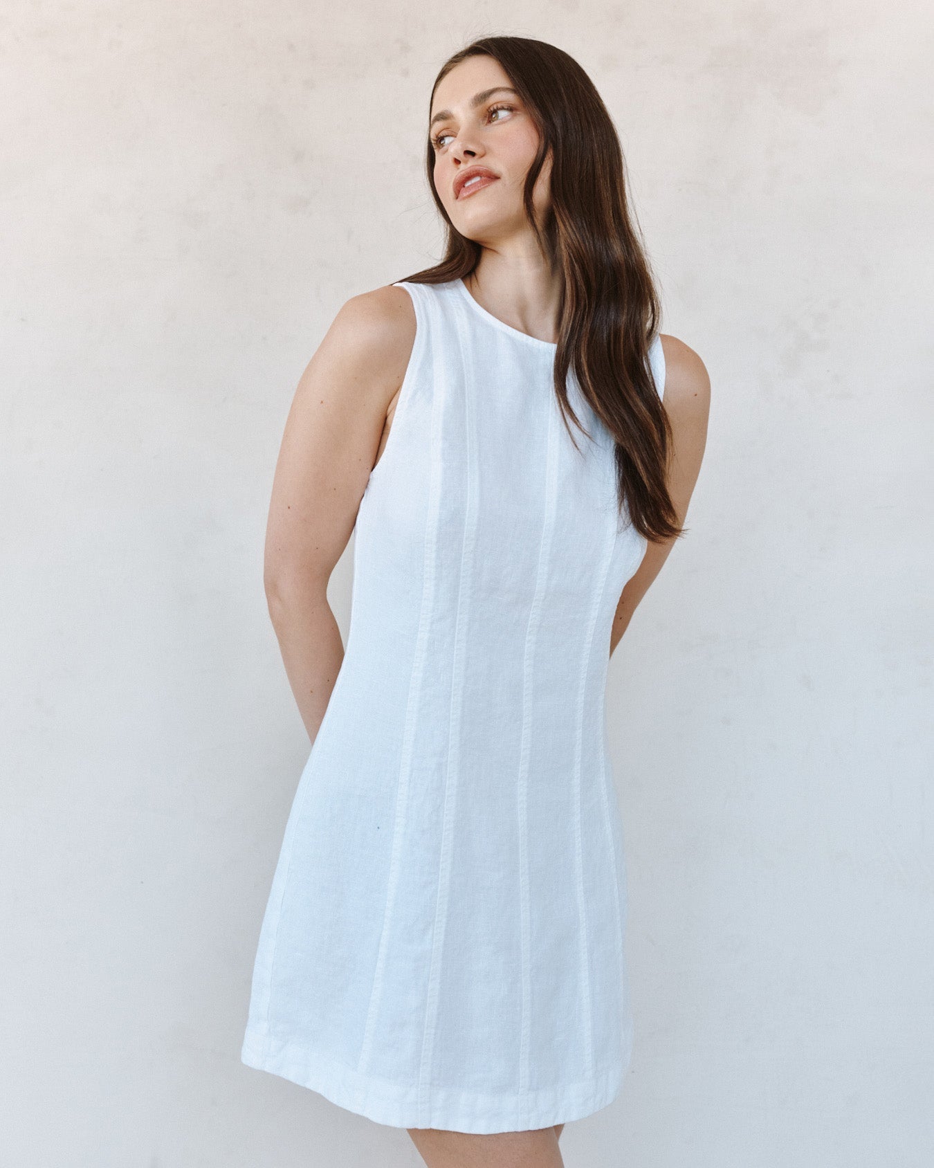 Bella DahlSeamed Zip Back Mini Dress - WhiteDresses