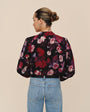 Bella DahlShirred Button Up Blouse - Berry Bloom PrintTops
