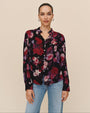 Bella DahlShirred Button Up Blouse - Berry Bloom PrintTops