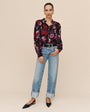 Bella DahlShirred Button Up Blouse - Berry Bloom PrintTops