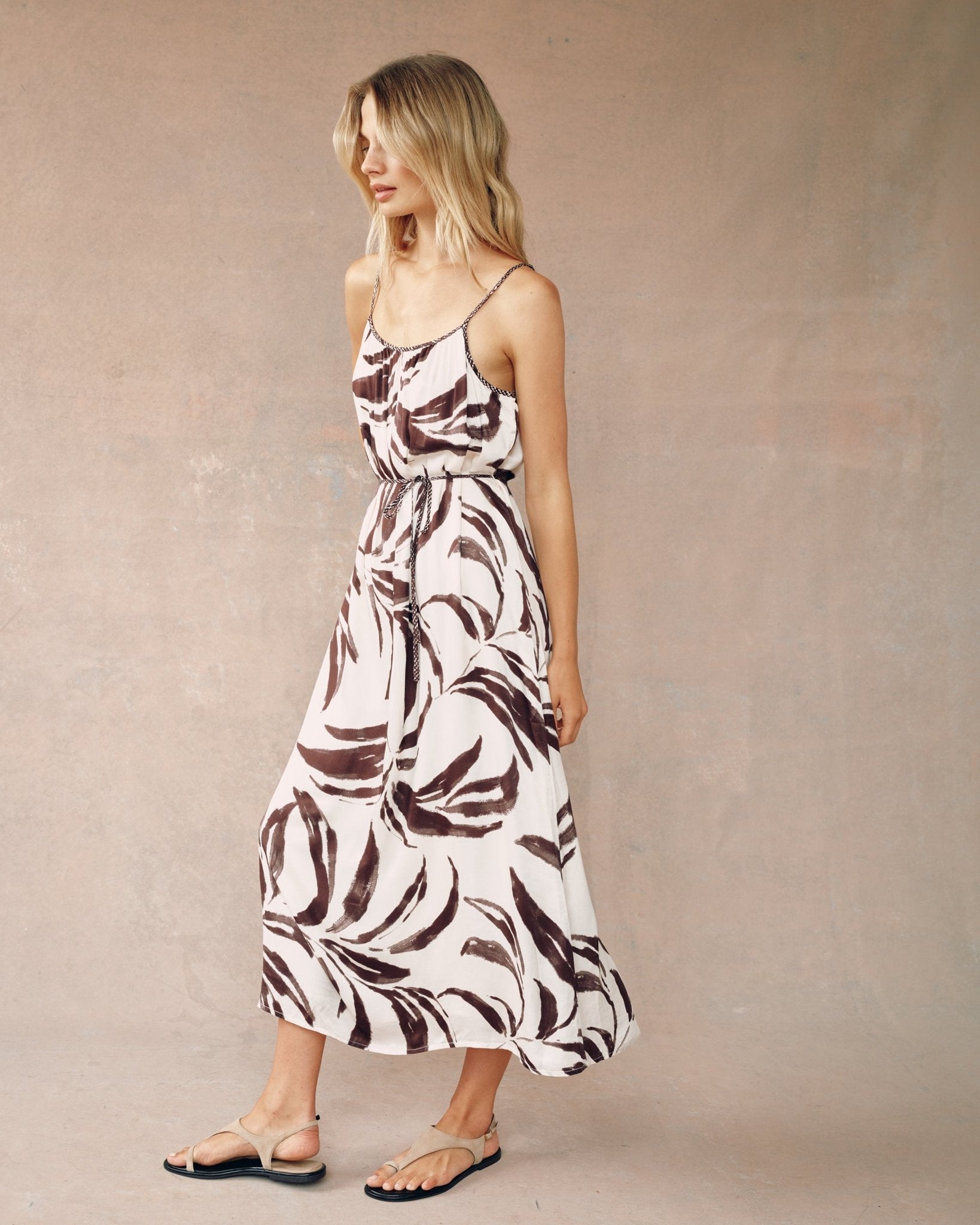 Shirred Cami Maxi Dress - Moroccan Palm Print - Bella Dahl