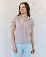 Bella DahlShirred Short Sleeve Shirt - Sunwashed CheckTops