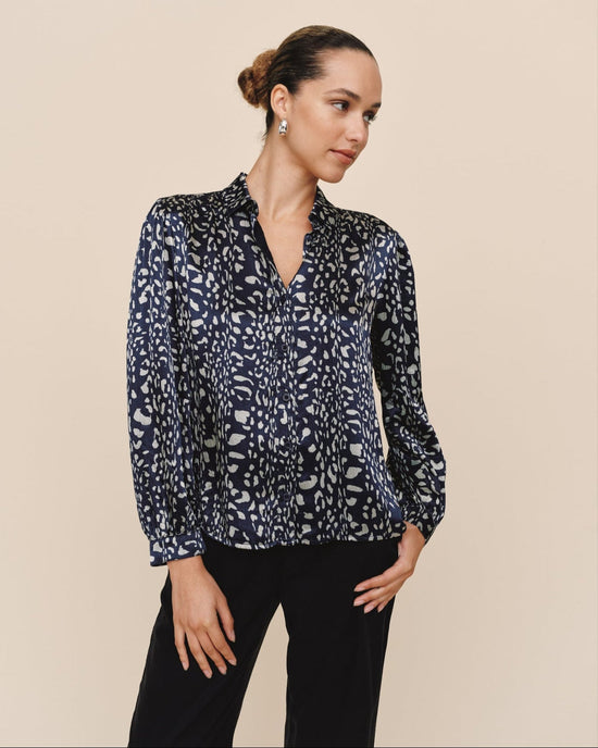 Bella Dahl Shirred Shoulder Button Down - Arctic Animal Print