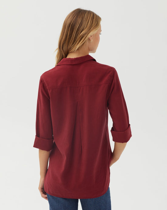 Bella Dahl Shirt Tail Button Down - Deep Crimson View 2