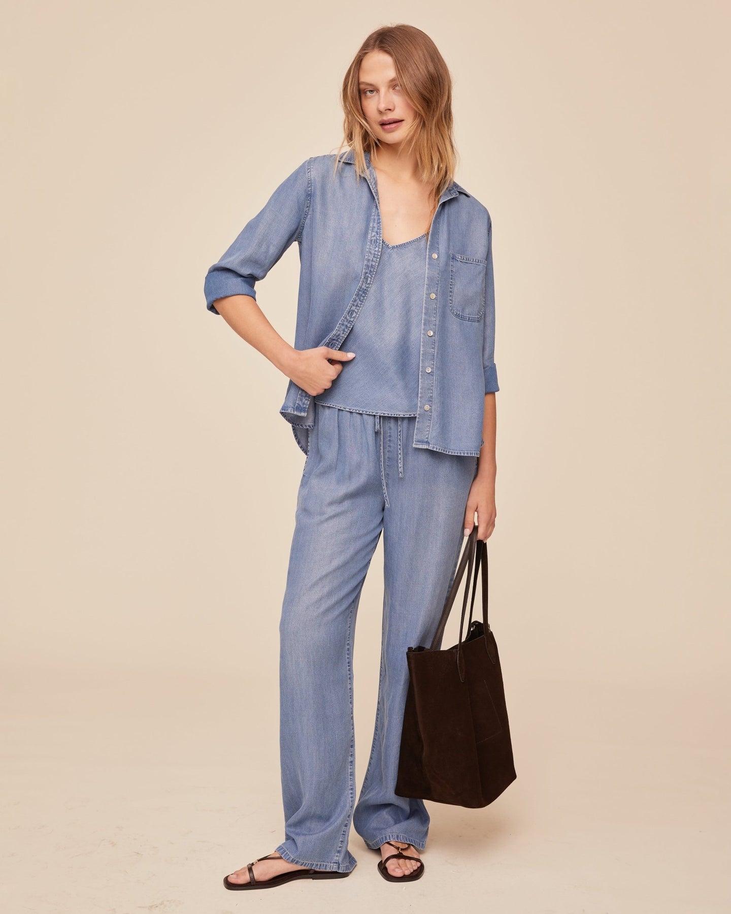 Bella DahlShirt Tail Button Down - Indigo Harbor WashTops