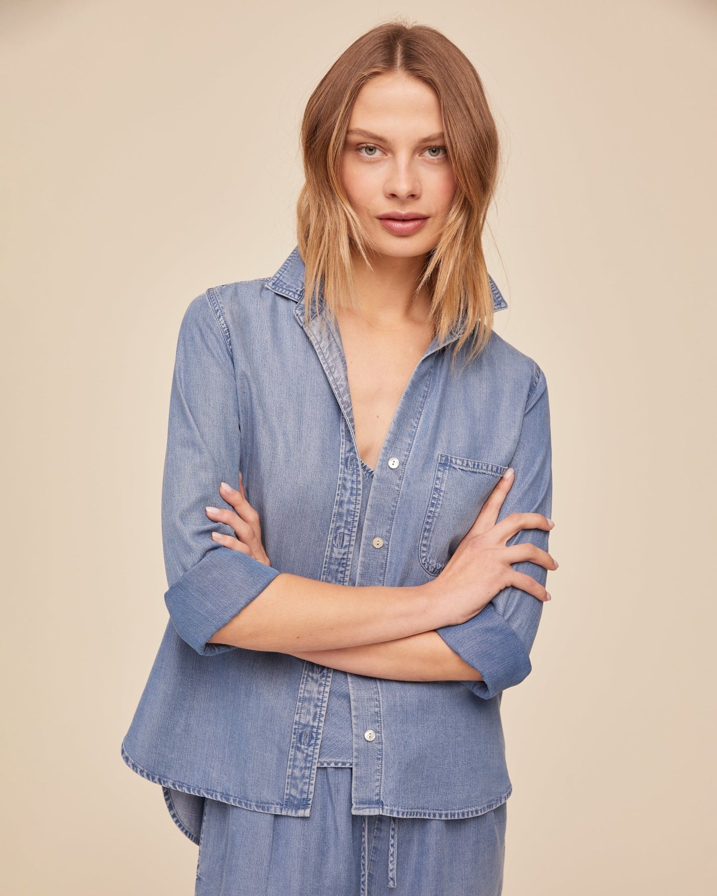 Bella DahlShirt Tail Button Down - Indigo Harbor WashTops