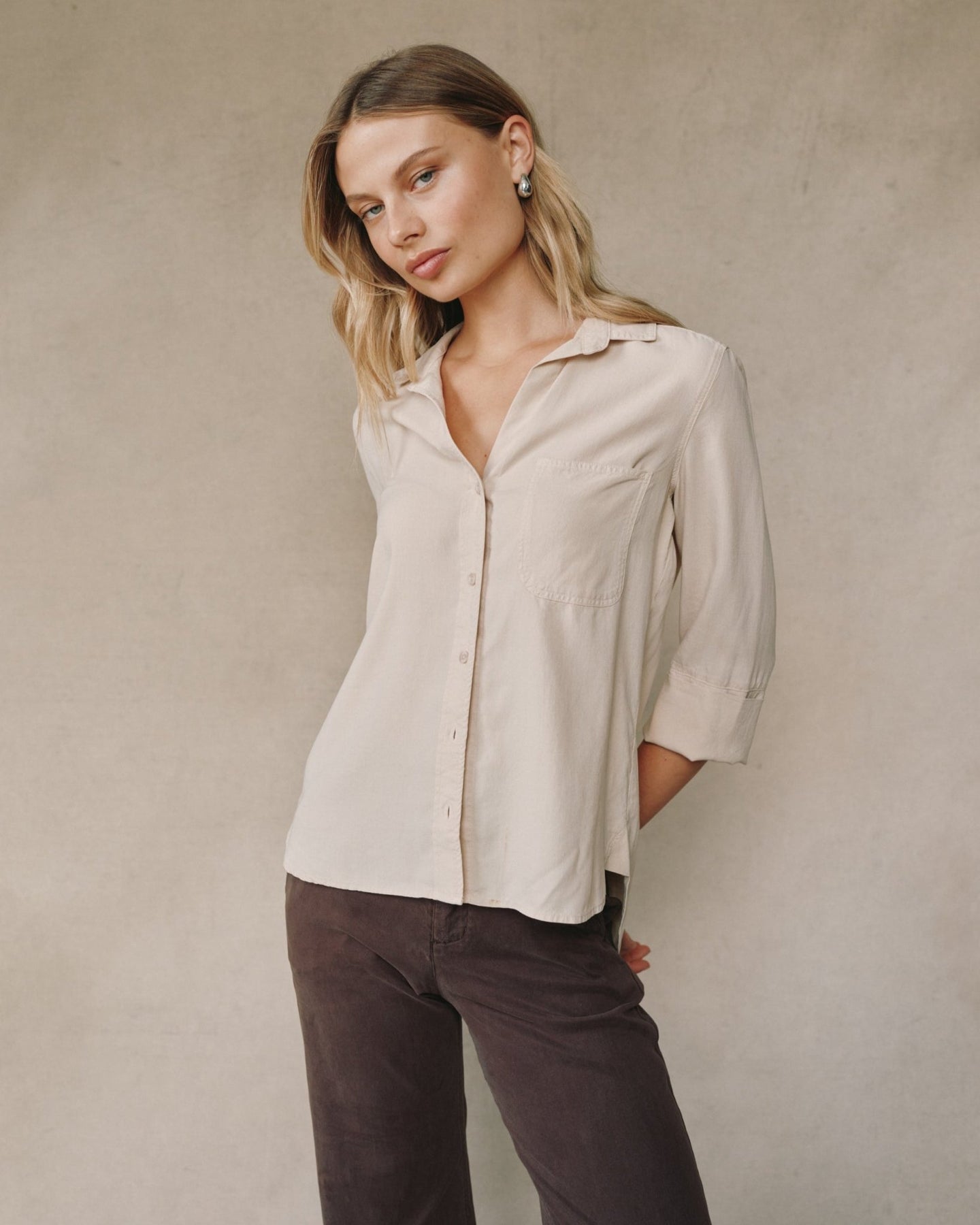 Bella DahlShirt Tail Button Down - Moon StoneTops