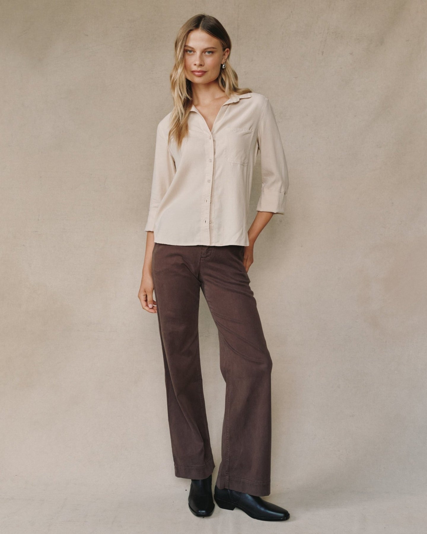 Bella DahlShirt Tail Button Down - Moon StoneTops