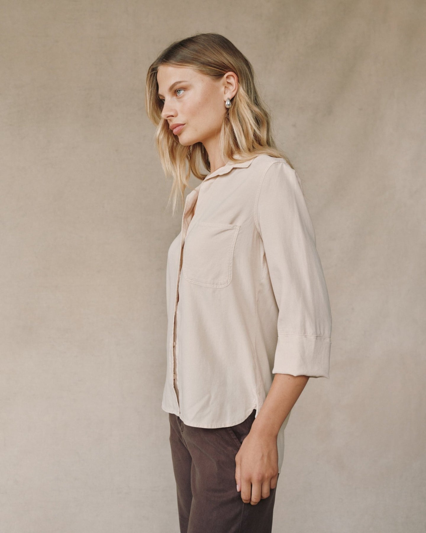 Bella DahlShirt Tail Button Down - Moon StoneTops