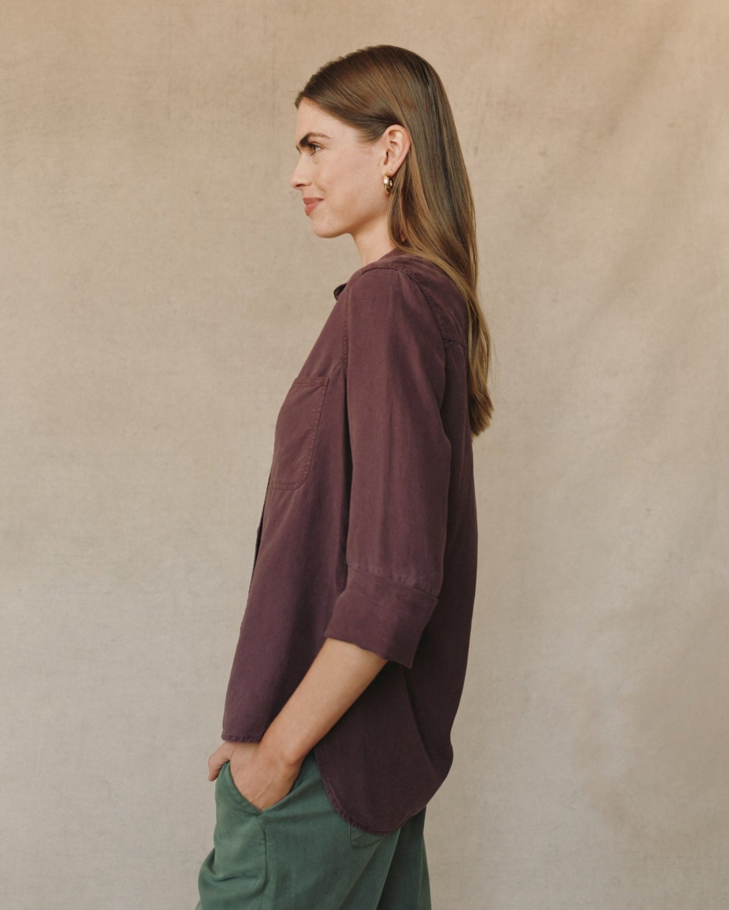 Bella DahlShirt Tail Button Down - Pinot NoirTops