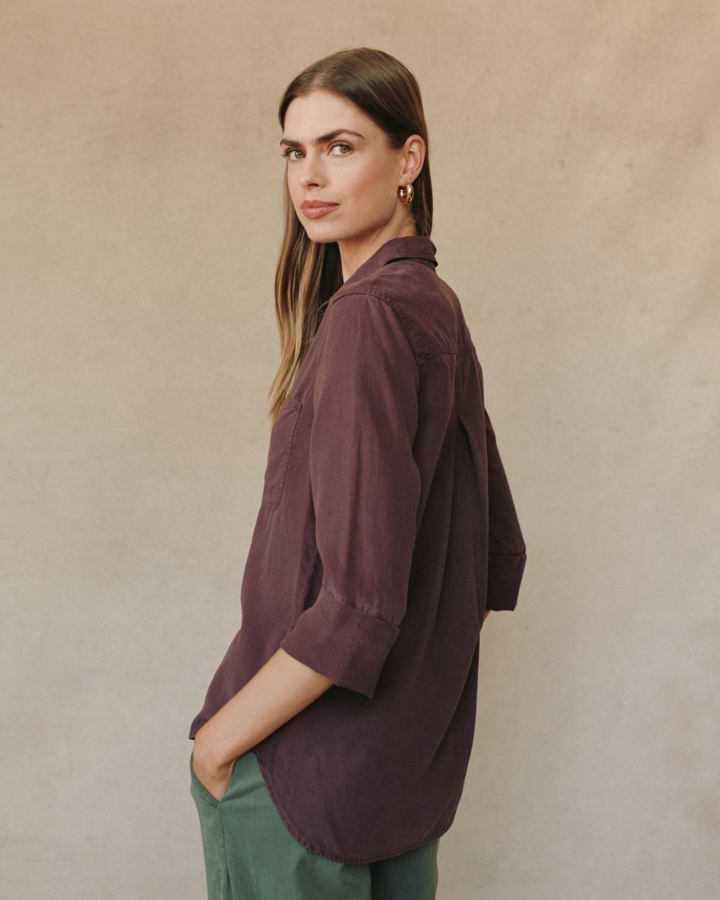 Bella DahlShirt Tail Button Down - Pinot NoirTops