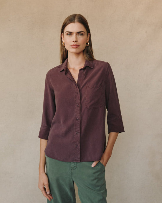 Bella Dahl Shirt Tail Button Down - Pinot Noir View 2
