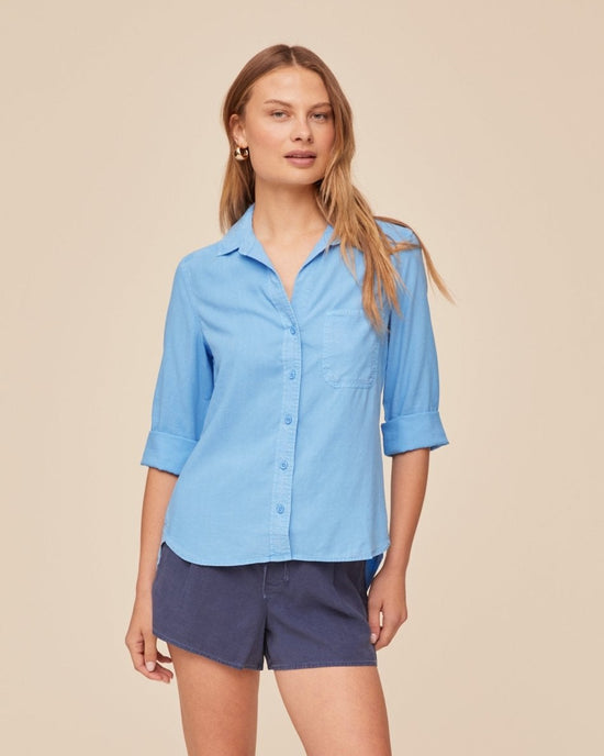 Bella Dahl Shirt Tail Button Down - Tidal Blue