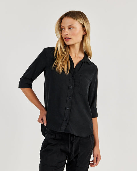 Shirt Tail Button Down in Vintage Black - Bella Dahl