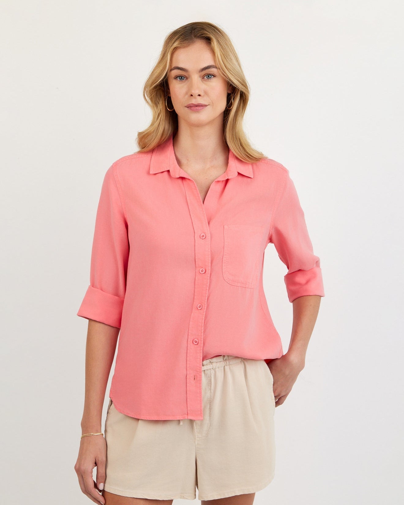 Bella DahlShirt Tail Button Down - Wild CoralTops