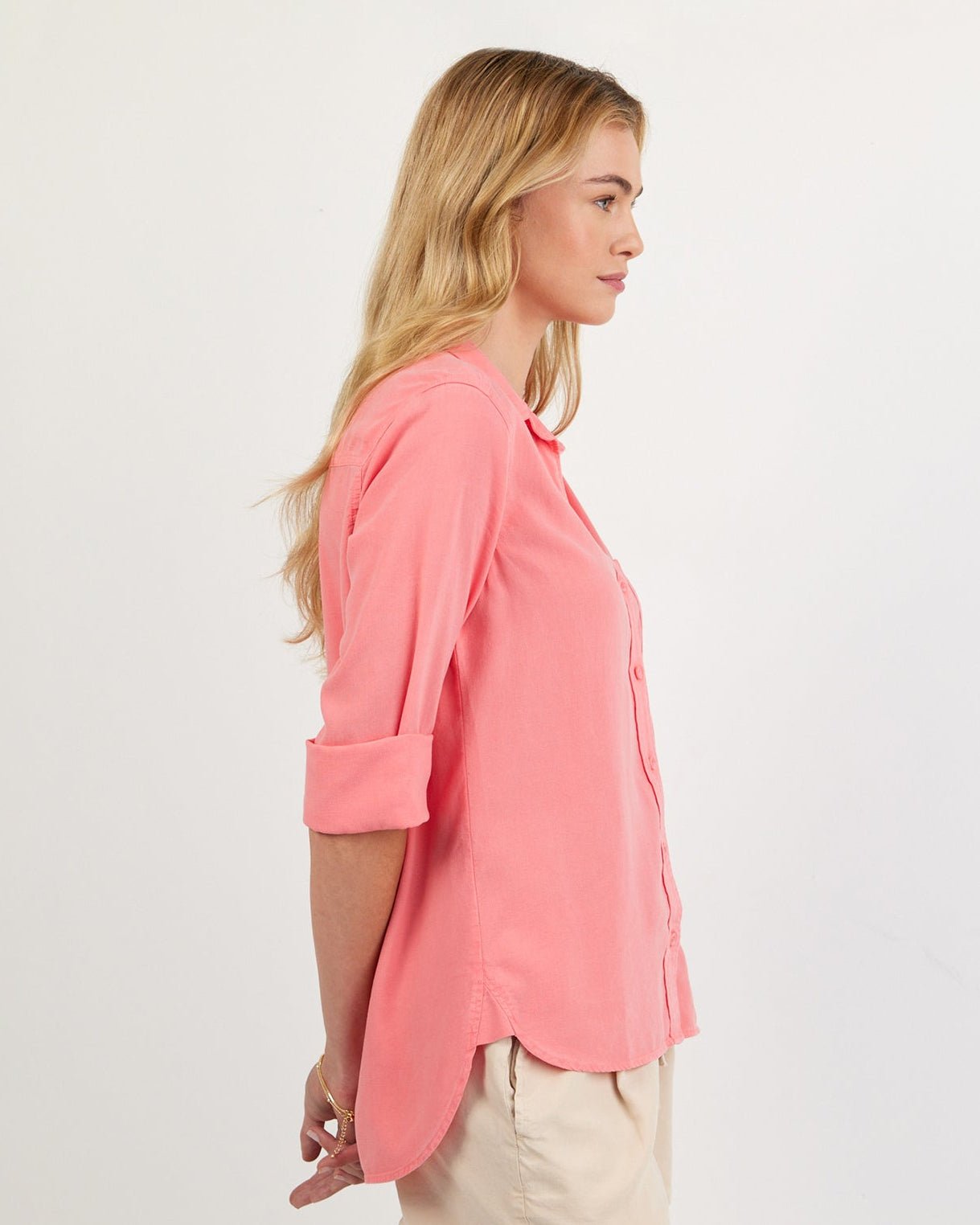 Bella DahlShirt Tail Button Down - Wild CoralTops
