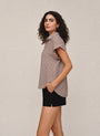 Bella DahlShort Roll Sleeve Shirt - Brown Micro GinghamTops