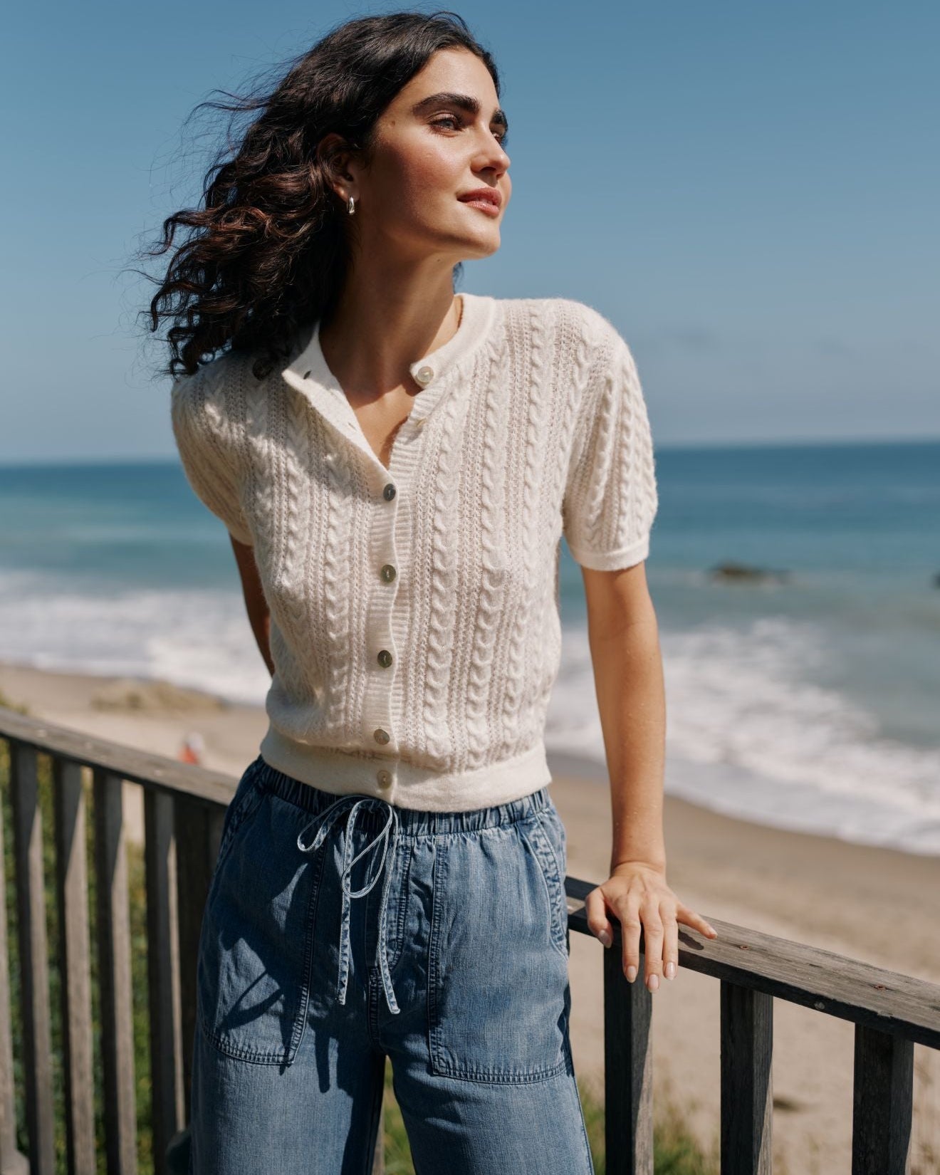 Bella DahlShort Sleeve Cardigan - IvorySweaters