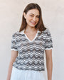 Bella DahlShort Sleeve Collar Sweater - Moonlit WavesSweaters