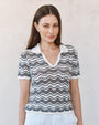 Bella DahlShort Sleeve Collar Sweater - Moonlit WavesSweaters