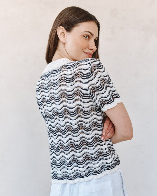 Bella Dahl Short Sleeve Collar Sweater - Moonlit Waves View 2