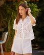 Bella DahlShort Sleeve Contrast Button Down - WhiteTops