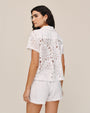 Bella DahlShort Sleeve Contrast Button Down - WhiteTops