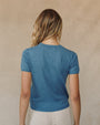 Bella DahlShort Sleeve Crew Neck Knit Top - Hudson BlueTops
