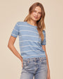 Bella DahlShort Sleeve Crew Neck Knit Top - Sailor StripeTops