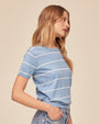 Bella DahlShort Sleeve Crew Neck Knit Top - Sailor StripeTops