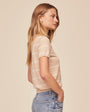 Bella DahlShort Sleeve Crew Neck Knit Top - Sand Bar StripeTops