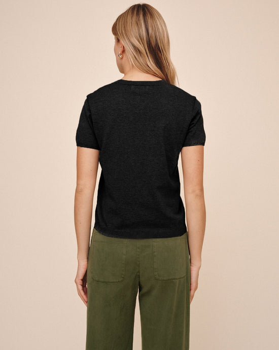 Bella Dahl Short Sleeve Crew Neck Knit Top - Vintage Black View 2