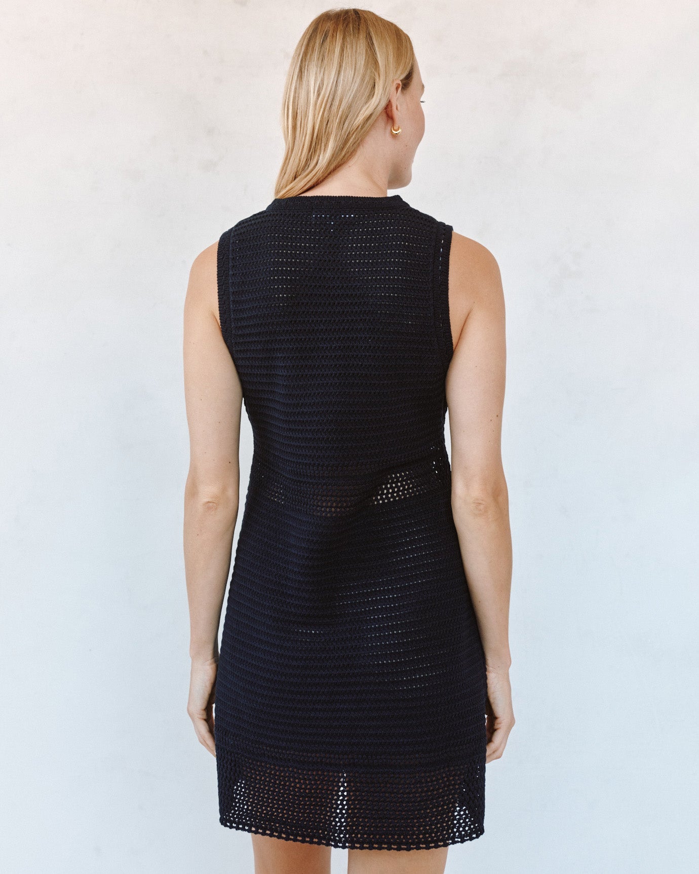 short black crochet dress Black Crochet Halter CrissCross Back Mini Dress Large