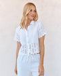 Bella DahlShort Sleeve Embroidered Button Down - WhiteTops