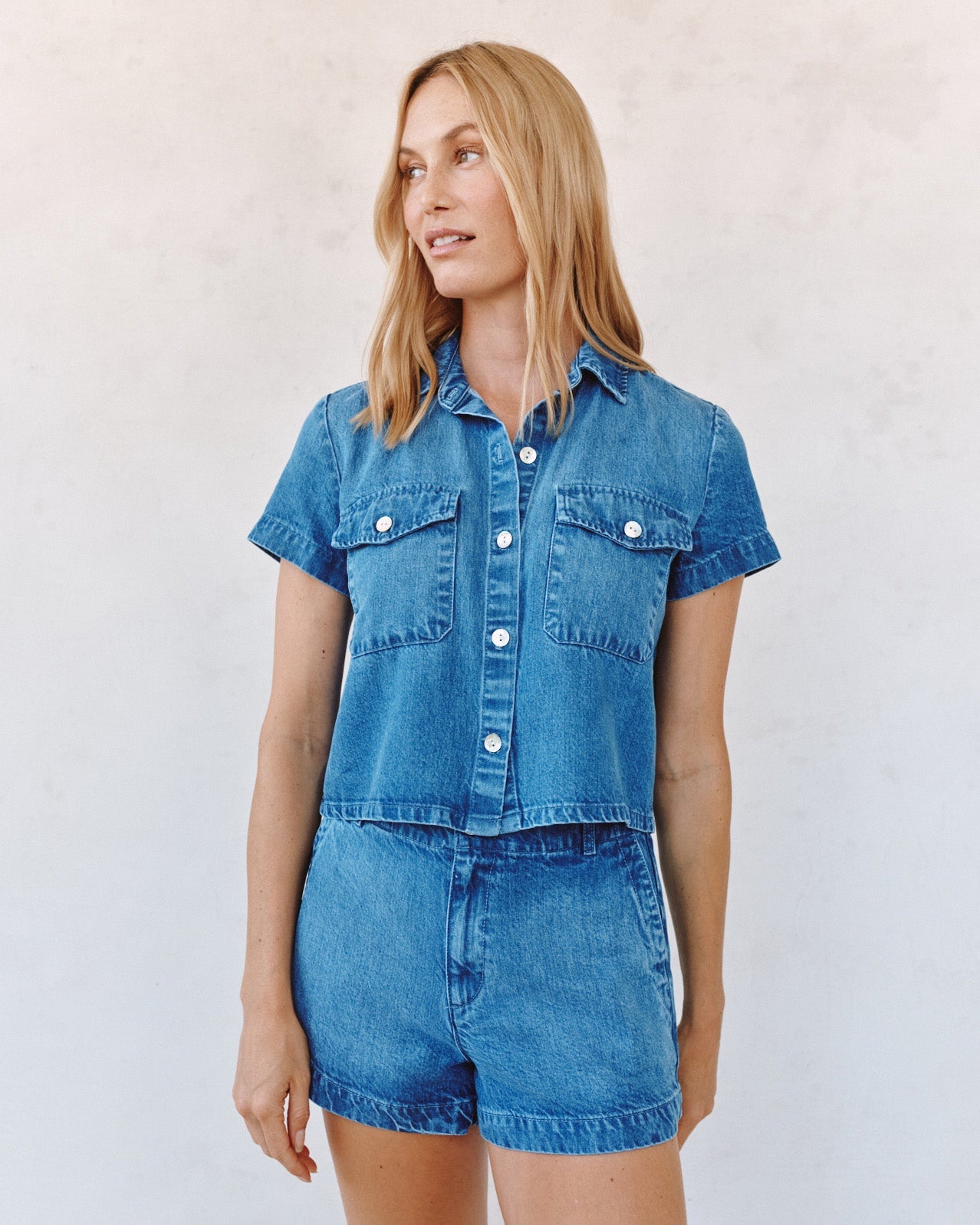 Short Sleeve Flap Pocket Shirt - Spring Horizon Wash – Bella Dahl