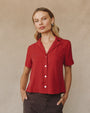Bella DahlShort Sleeve Flowy Button Down - Ruby RedTops