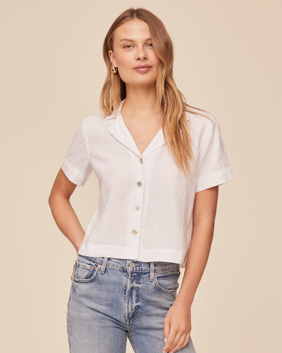 Bella Dahl Short Sleeve Flowy Button Down - White